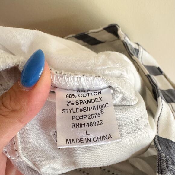 Saints & Hearts Blue + White Stripe Bell Bottom Flare Frayed Hem Jeans - Large - Picture 5 of 10